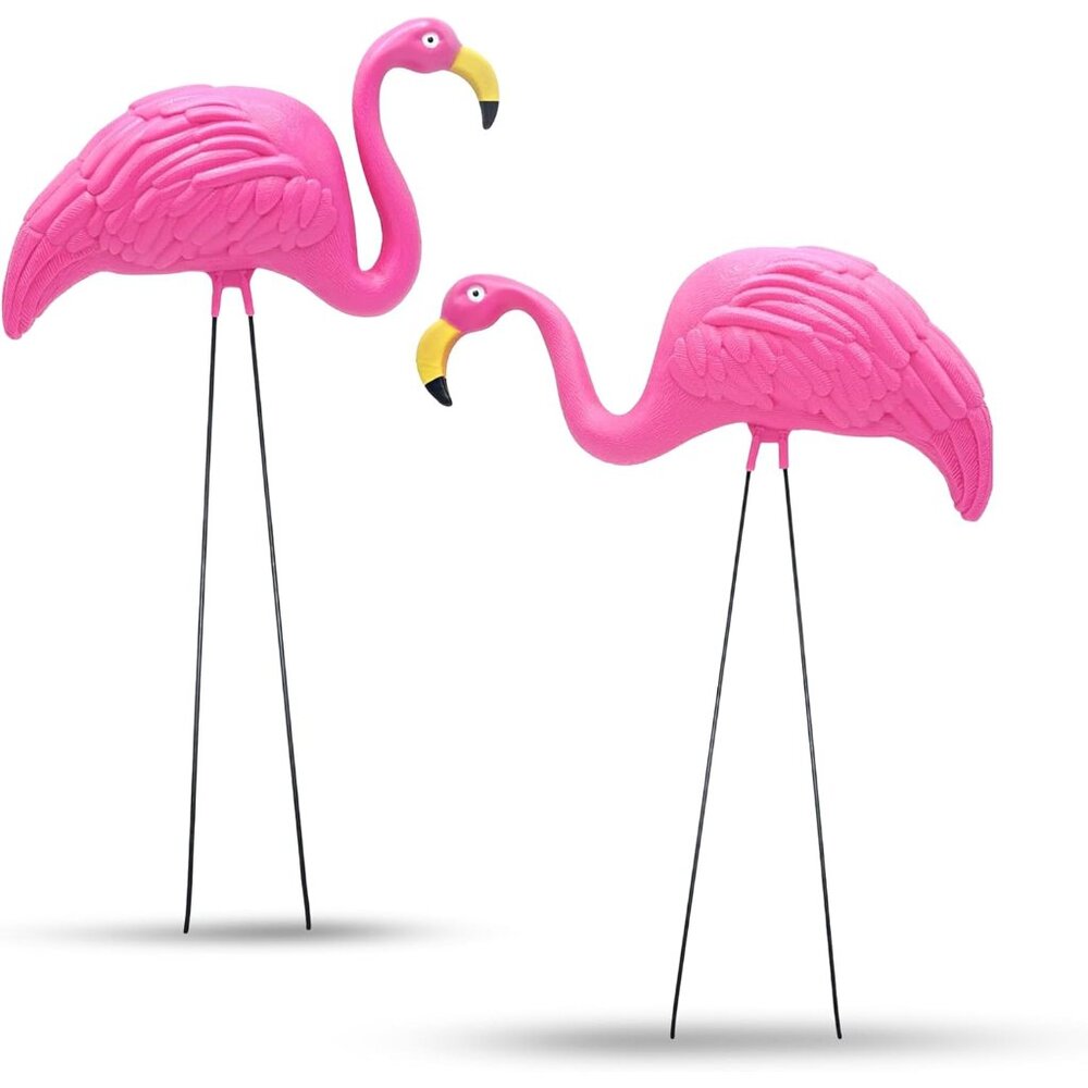 2 Pink Flamingos Yard Decorations - Extra Large 24" Flamingos Yard Ornaments - P